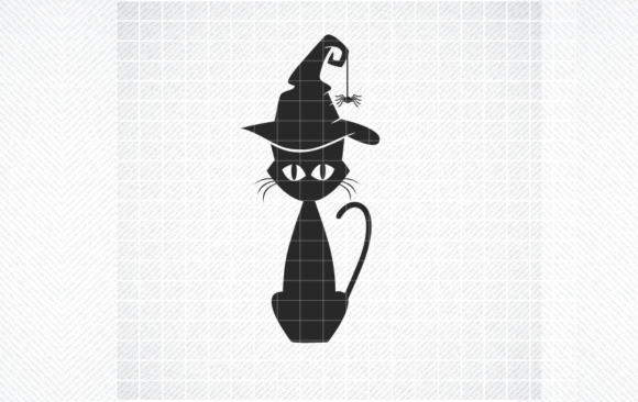 WITCH S CAT SVG, BLACK CAT HALLOWEEN SVG for Graphics & Crafts